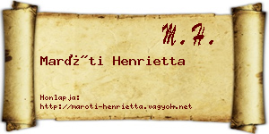 Maróti Henrietta névjegykártya